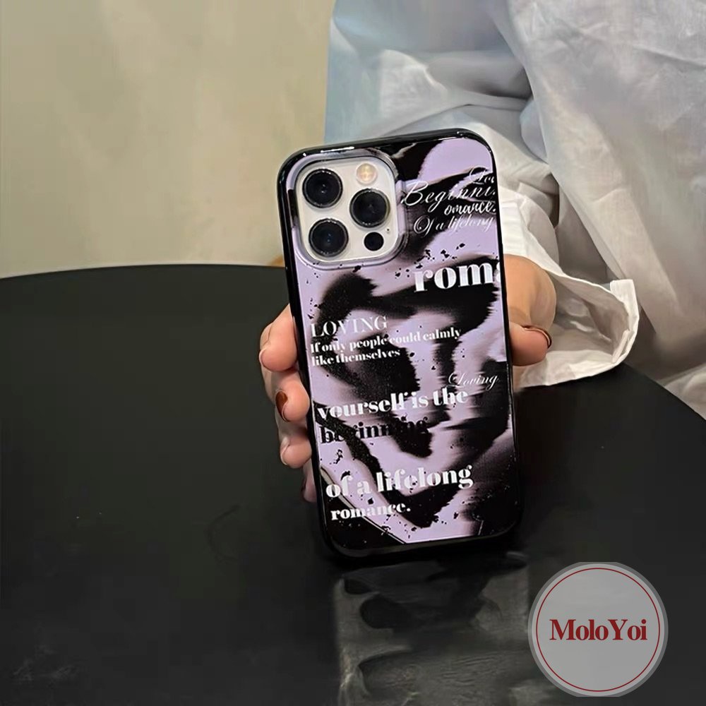 IPHONE Case Kompatibel Untuk Iphone11 7plus 14 Pro Max X XS Max7 8 Plus XR 13 12 Pro Max SE 2020 Huruf Inggris Halo Dyed Cat Air Shockproof Protection Camera Glossy Halus Soft Cover