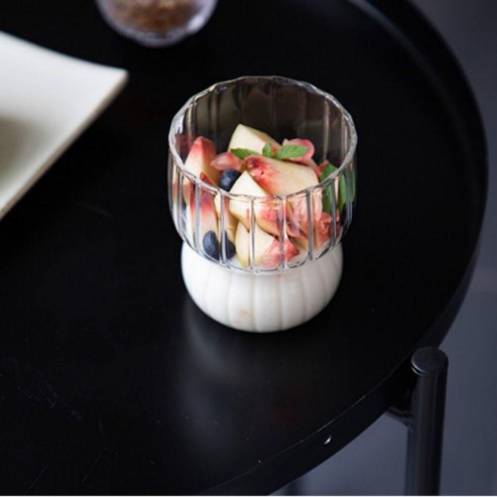 Solighter Striped Glass Cups Gelas Wine Susu Yogurt Cafe