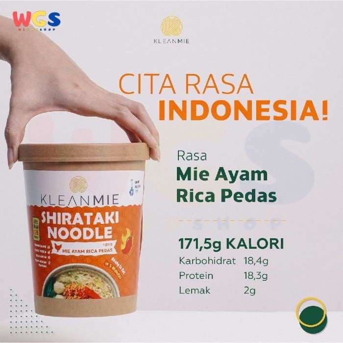 Kleanmie Shirataki Noodle Rasa Ayam Rica Pedas Gluten Free No MSG 150g