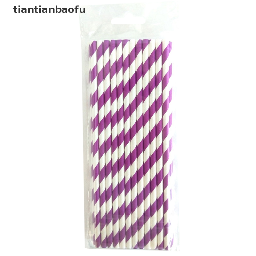 [tiantianbaofu] Biodegradable Stripes Paper Straw Stripes Sedotan Minum Pesta Ulang Tahun Pernikahan Butik