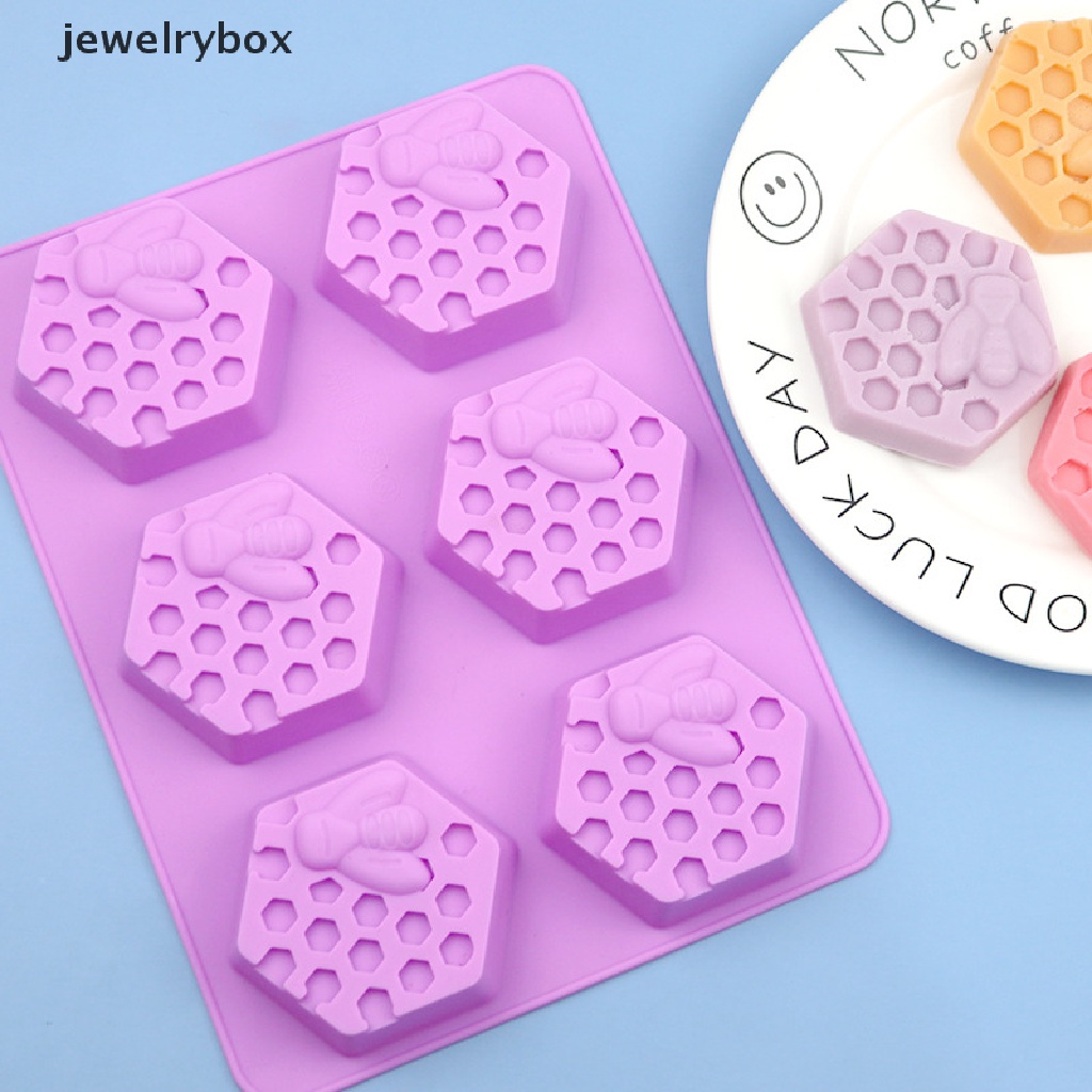 [jewelrybox] 3d Handmade Sabun Silikon Cetakan 6-Piece Bentuk Lebah Cetakan Sarang Lebah DIY Kue Cetakan Butik