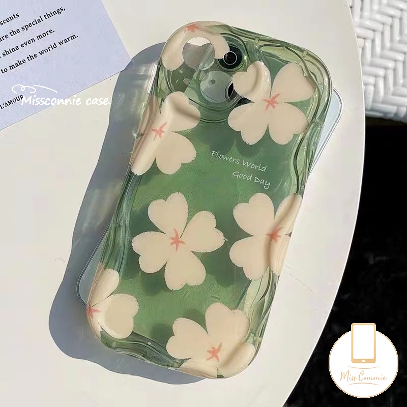 IPHONE Floral Soft Tpu Phone Case Kompatibel Untuk Iphone11 13 12 14 Pro Max7 8 6s 6 Plus XR X XS Max SE 2020 Glossy 3D Wavy Curved Edge Fresh Flower Airbag Shockproof Purple Cover