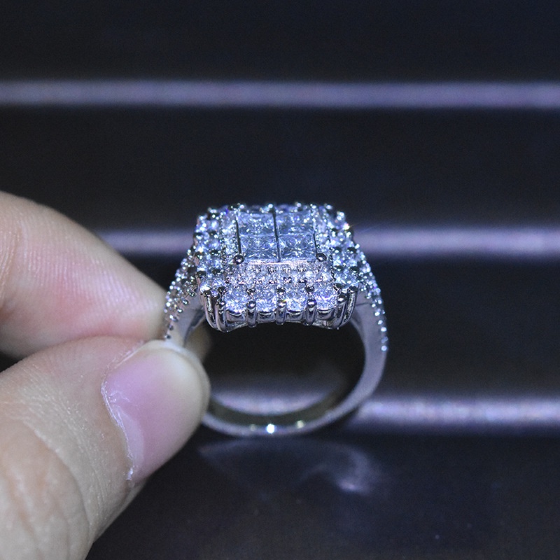 Goldkingdom Aksesoris Perhiasan Fashion Ready Stock Delapan Hati Dan Delapan Panah Mikro Bertatahkan Putri Cincin Berlian Eropa Karat Pernikahan Cincin