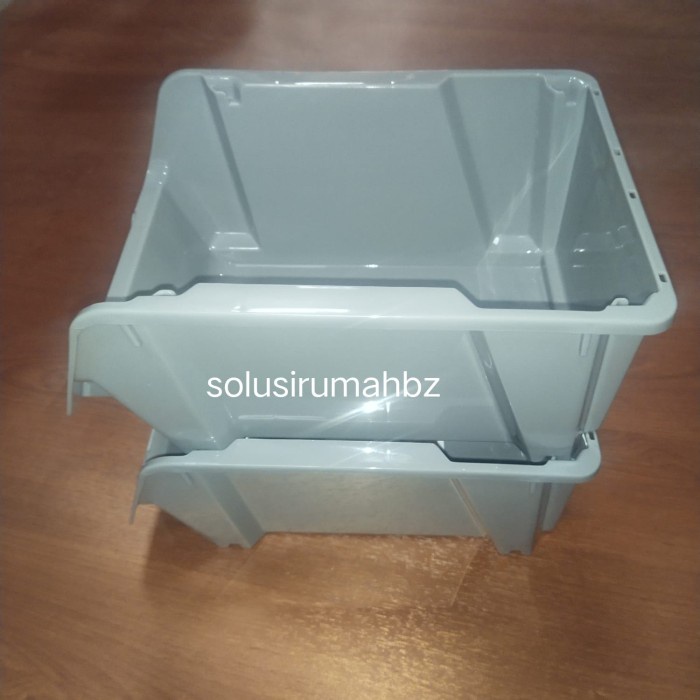 PERBIJI RAK SUSUN PLASTIK 281x149xT133MM GREY TUMPUK STACKABLE KOTAK