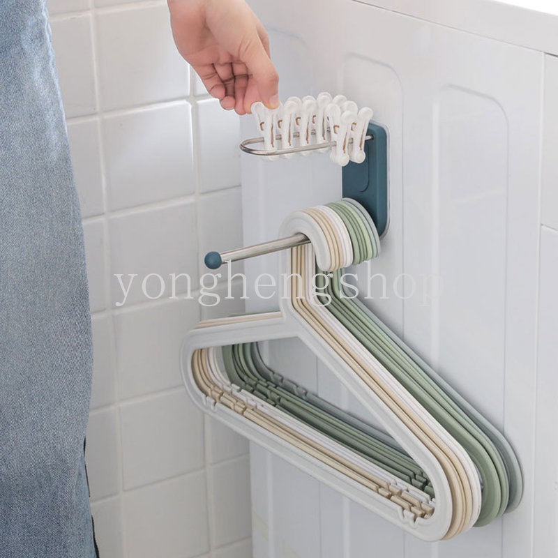 Gantungan Baju Holder Multifungsi Stainless Steel Hanger Hook Jepitan Rak Penyimpanan Dinding Rak Klip Pengeringan Rumah Lemari Organizer