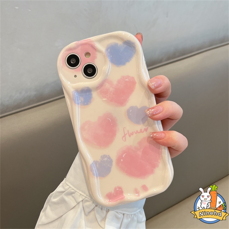 IPHONE Casing Kompatibel Untuk Iphone14 13 12 11 Pro Max X Xr Xs Max8 7 6 6s Plus SE Ins Gaya Korea Lukisan Minyak Hati Cinta Ponsel Case Silikon Paket Lengkap Shockproof Cover Pelindung