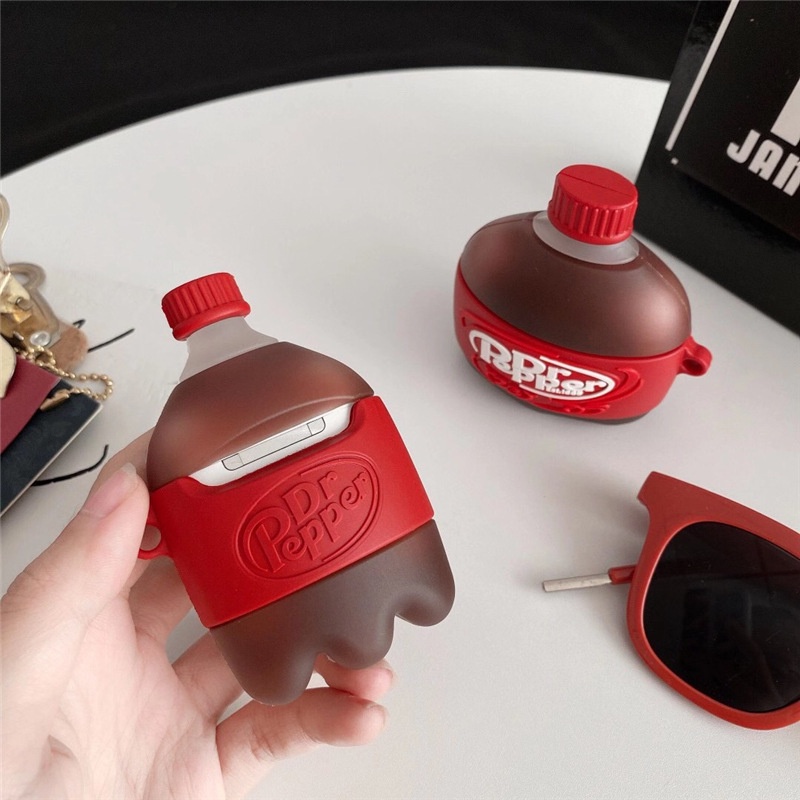 3d Cola Botol Minum Berbentuk Silikon Shockproof Bluetooth Earphone Case Cover Untuk Airpods1 2 Pro I12 i13 Inpods 12 13 Pro TWS Pelindung Dengan Kait