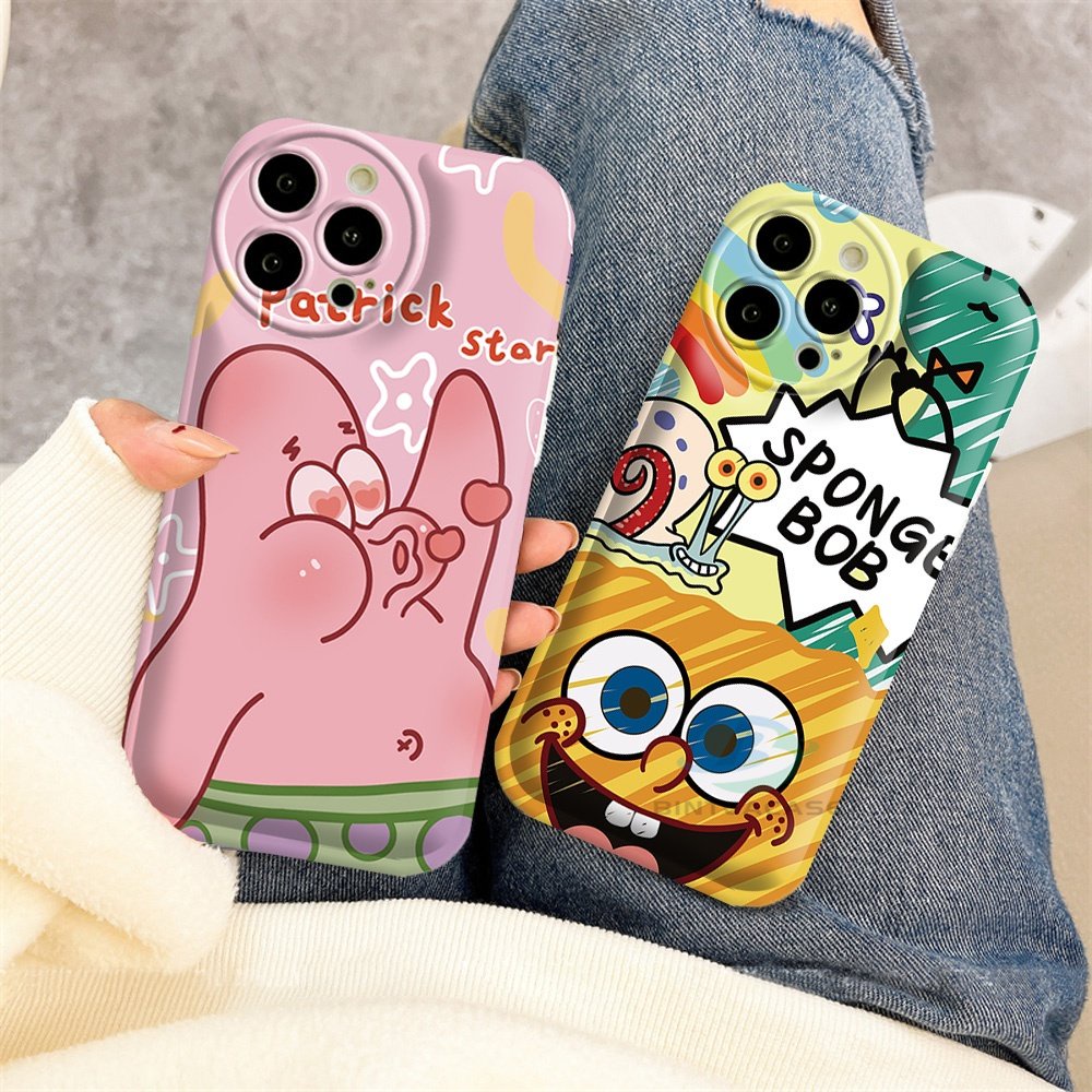 Realme 10 C55 C15 C12 C25S C11 C20 realme5 5i 6i C3 8i C21Y C25Y Cute Patrick Star Dan SpongeBob Silikon Airbag Case Binteacase