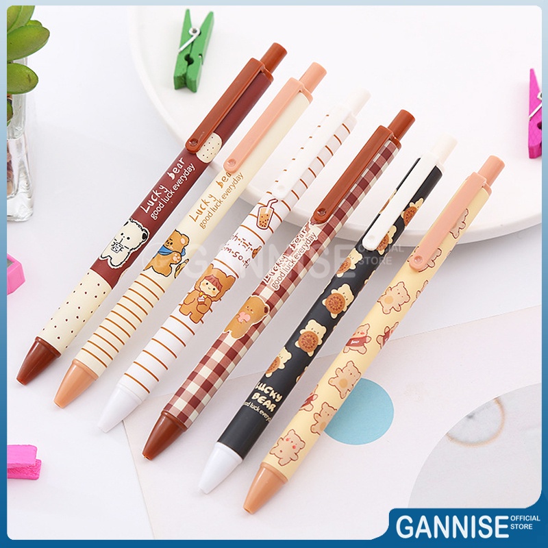 

6pcs Pena Pulpen Pen Cetek Cetekan Gel Set Motif Beruang Bear GoK-ST0031
