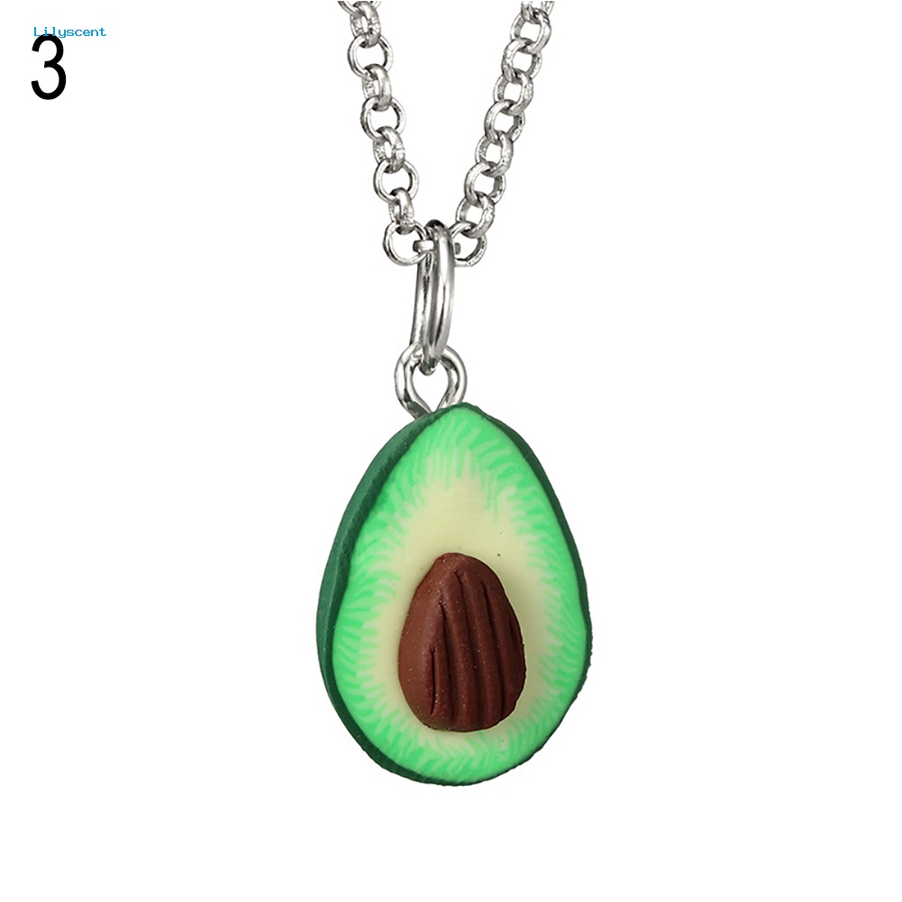 Lilyscent Lovely Avocado Dengan Nuclear 3D Clay Alloy Necklace Decor Pasangan Leher Rantai Hadiah