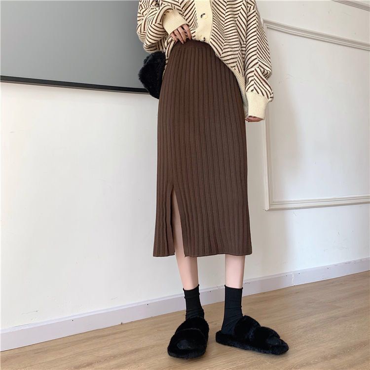 SHOEGALLERY TG1694 Rok Knit Panjang Wanita Import Midi Skirt/Pleated Skirt Wanita Gaya Korean