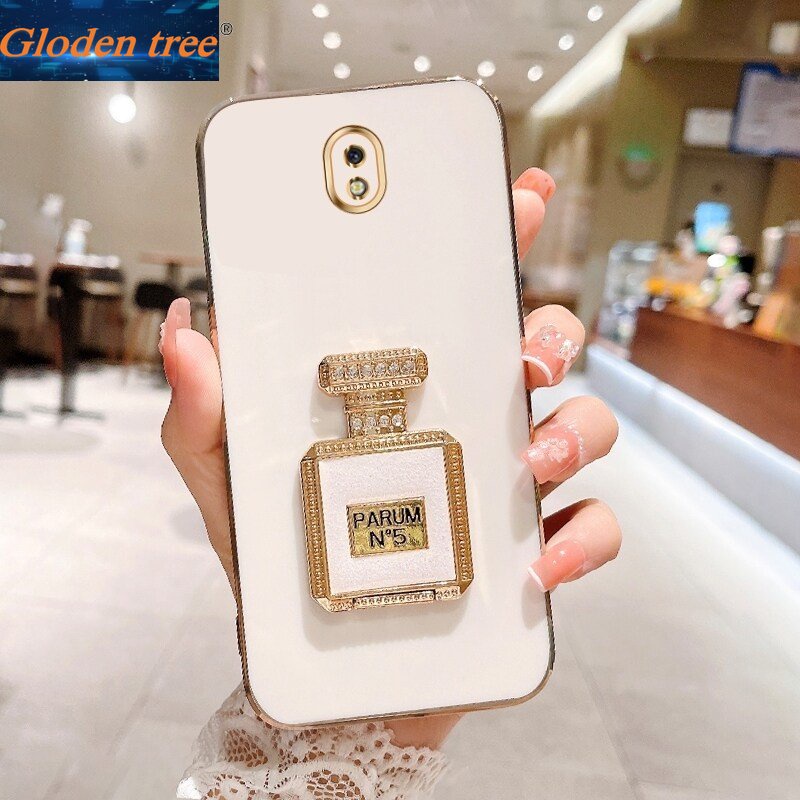 Gloden tree Casing Case Untuk Samsung Galaxy j7 Prime j7 Pro j7 2017 J2 Prime J6 Plus j4 Plus Case Dengan Botol Parfum Lipat Kickstand Cakupan Penuh Camera Case