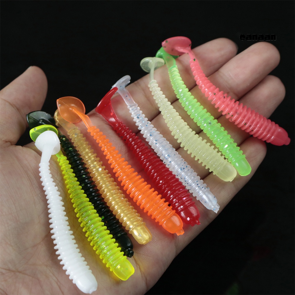 Cnn-60pcs Umpan Cacing Buatan T-Tail Soft Lure+Kait Ikan Fishing Tackle Dengan Box