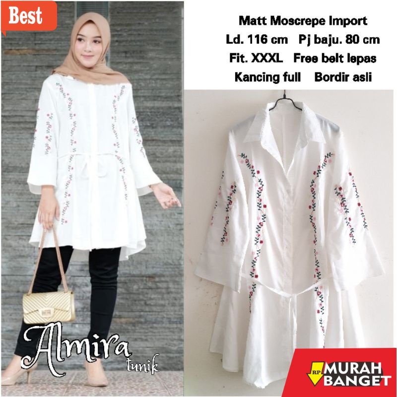 Tunik jumbo terbaru untuk wanita- TUNIK ATASAN JUMBO BORDIR WANITA - ALMIRA TUNIK