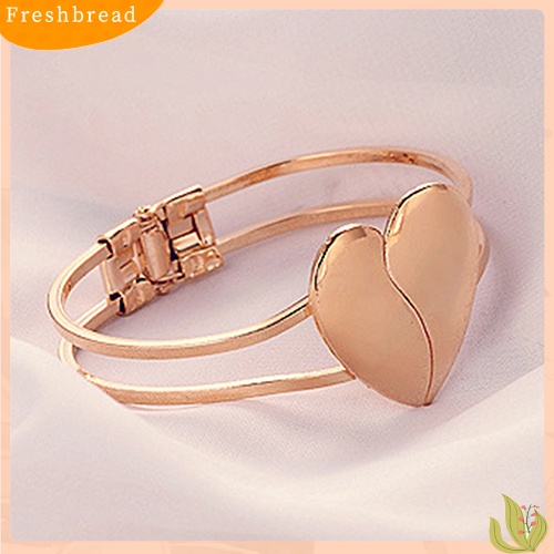 &lt; Freshbread &gt; Fashion Wanita Berlapis Emas Manset Bangle Pasangan Cinta Hati Pesona Gelang Perhiasan