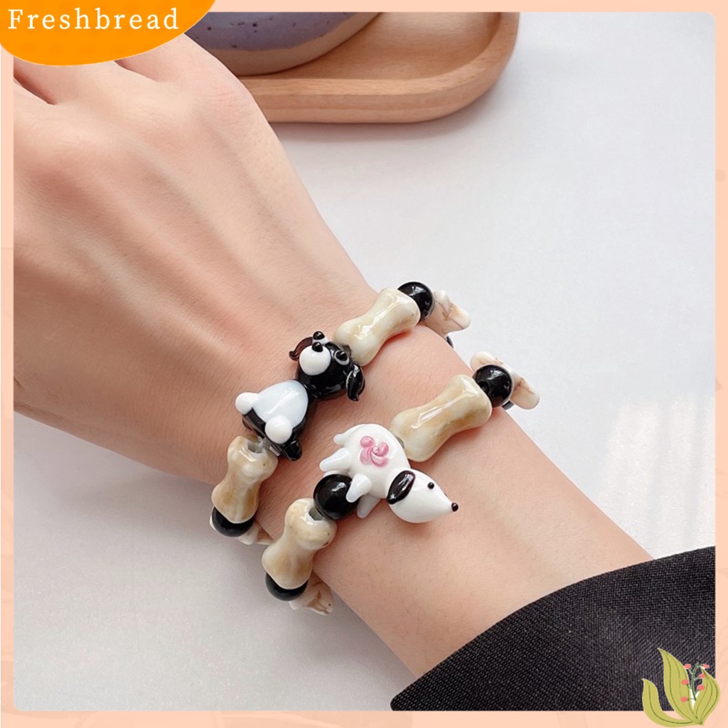 &lt; Freshbread &gt; Wanita Gelang Buatan Tangan Elastis Desain Kartun Halus Dipoles Colorfast Hias Pribadi Hewan Pesona Manik-Manik Peregangan Gelang Wanita Aksesori