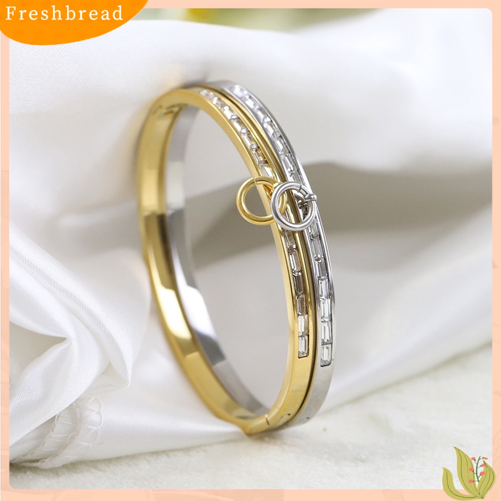 &lt; Freshbread &gt; Wanita Gelang Trendi Semua Pertandingan Anti Karat Minimalis Tahan Aus Pakaian Harian Memakai Warna Solid Baja Titanium Fashion Gelang Aksesori Pakaian