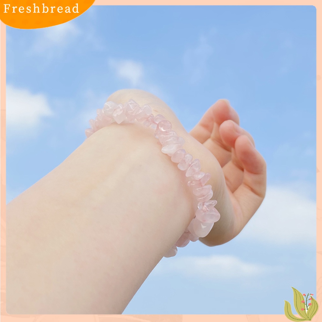 &lt; Freshbread &gt; Gelang Batu Bentuk Tidak Teratur All-match Tali Elastis Alami Wanita Gelang Tangan Dekorasi