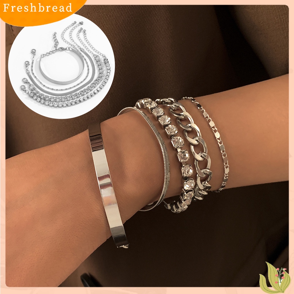 &lt; Freshbread &gt; 5Pcs Gelang Adjustable Vintage Minimalis Geometris Elemen Gelang Set Hadiah Ulang Tahun