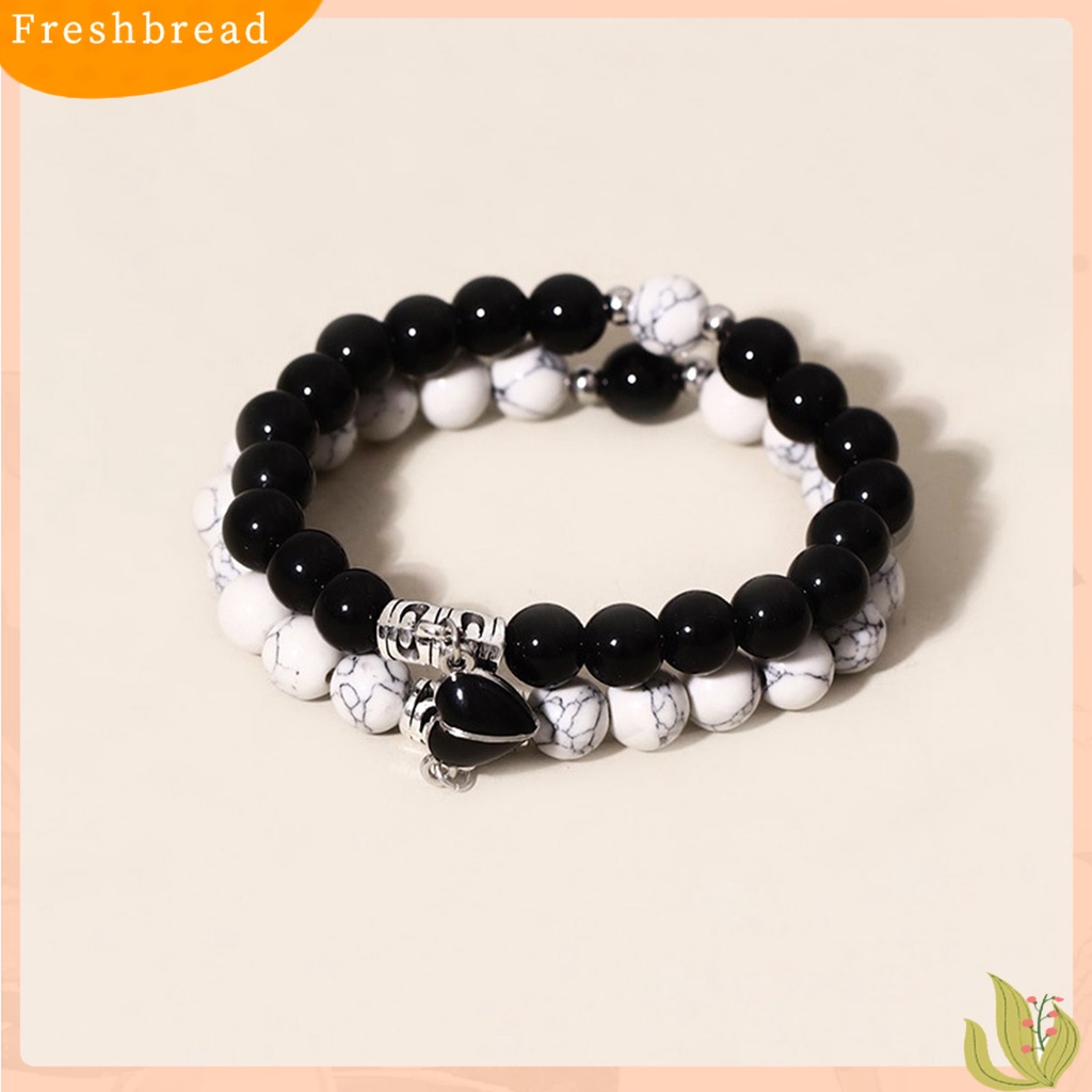 &lt; Freshbread &gt; 1pasang Gelang Manik Trendi Minimalis Tahan Aus Ringan Sentuhan Kulit Sehari-Hari Memakai Putih Pirus Hitam Putih ic Cinta ic Bracelets