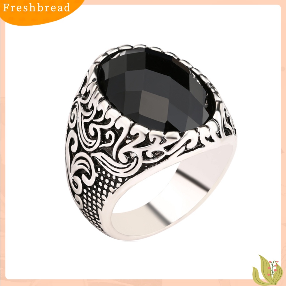 &lt; Freshbread &gt; Fashion Pria Totem Ukir Oval Alloy Jari Cincin Pesta Club Perhiasan Hadiah Ulang Tahun