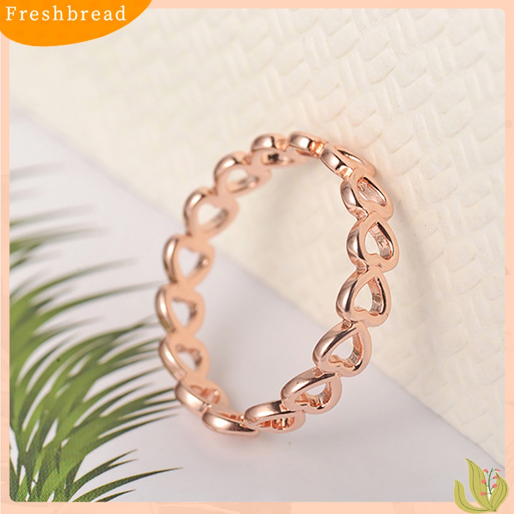 &lt; Freshbread &gt; Cincin Hias Elegan Tembaga Hollow Love Heart Ring Untuk Pernikahan