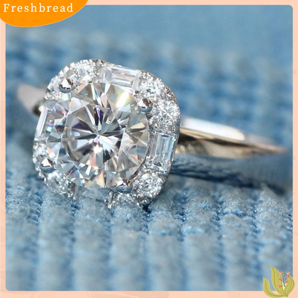 &lt; Freshbread &gt; Wanita Cincin Bulat Geometri Electroplating Halus Anti Luntur Dekorasi Hadiah Berlian Imitasi Mengkilap Pertunangan Pernikahan Ring Untuk Pacaran
