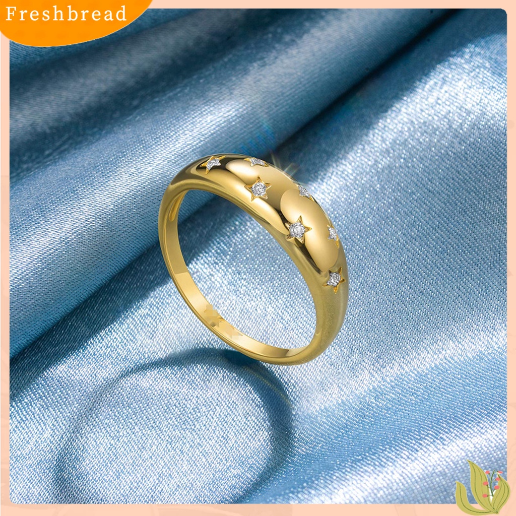 &lt; Freshbread &gt; Cincin Bintang Bahan Alloy Halus Cincin Pentagram Warna Emas Untuk Liburan