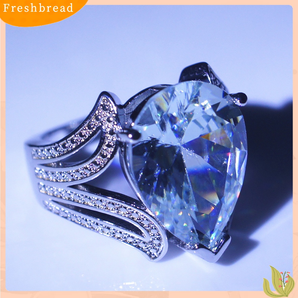 &lt; Freshbread &gt; Wanita Fashion Berlian Imitasi Tetesan Air Cincin Pesta Club Bentuk Bunga Perhiasan Hadiah