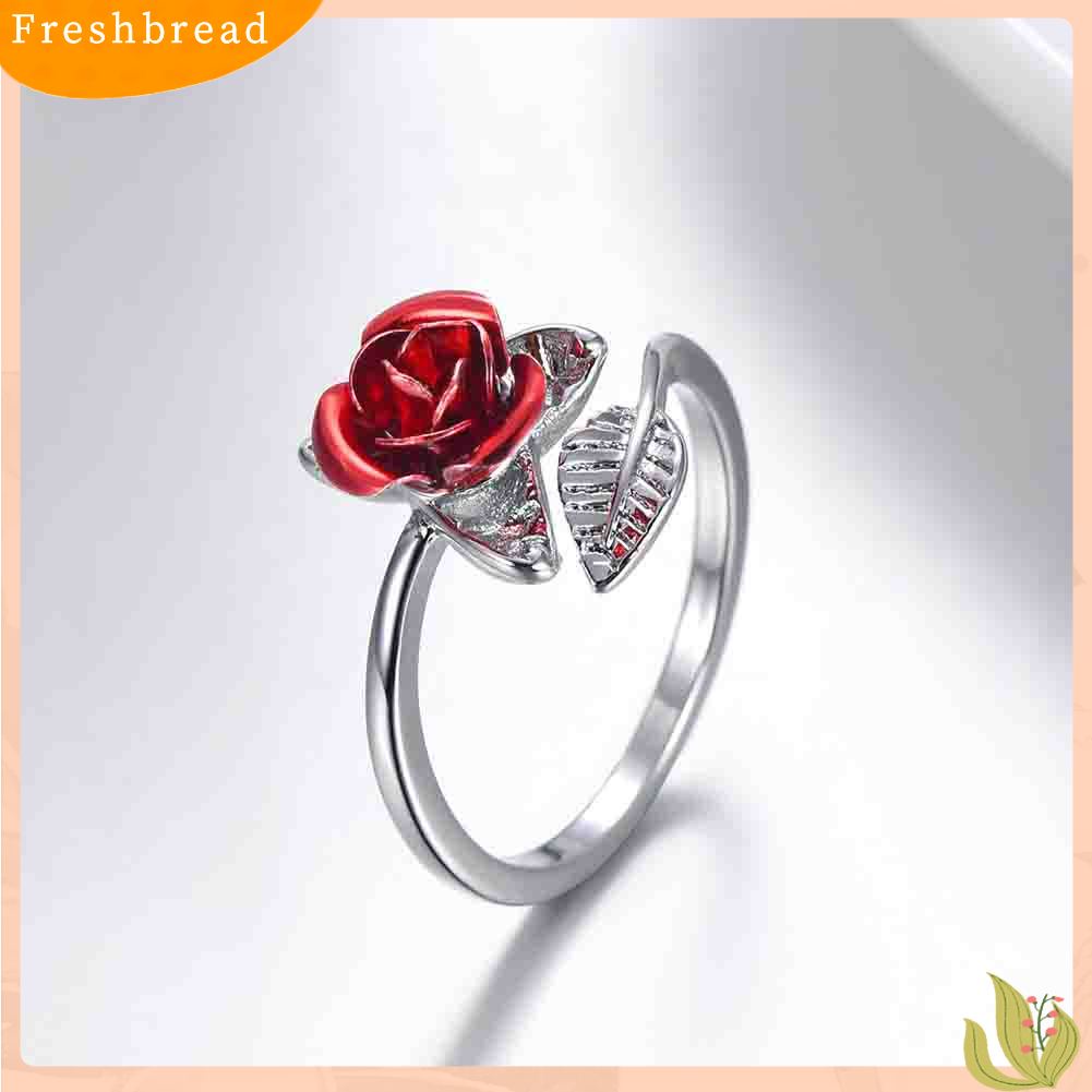 &lt; Freshbread &gt; Wanita Bunga Mawar Terbuka Jari Cincin Adjustable Pernikahan Pertunangan Perhiasan Hadiah