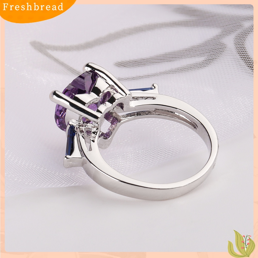 &lt; Freshbread &gt; Fashion Cinta Hati Buatan Batu Permata Wanita Pertunangan Pernikahan Band Perhiasan