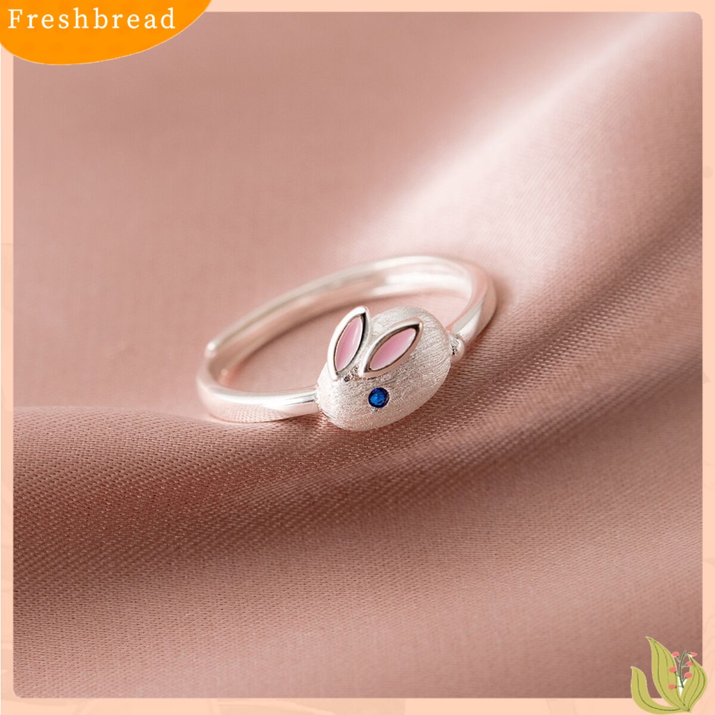 &lt; Freshbread &gt; Wanita Cincin Pembukaan Adjustable Warna Perak Dipoles Kelinci Lucu Bunny Hewan Wanita Jari Cincin Fashion Perhiasan