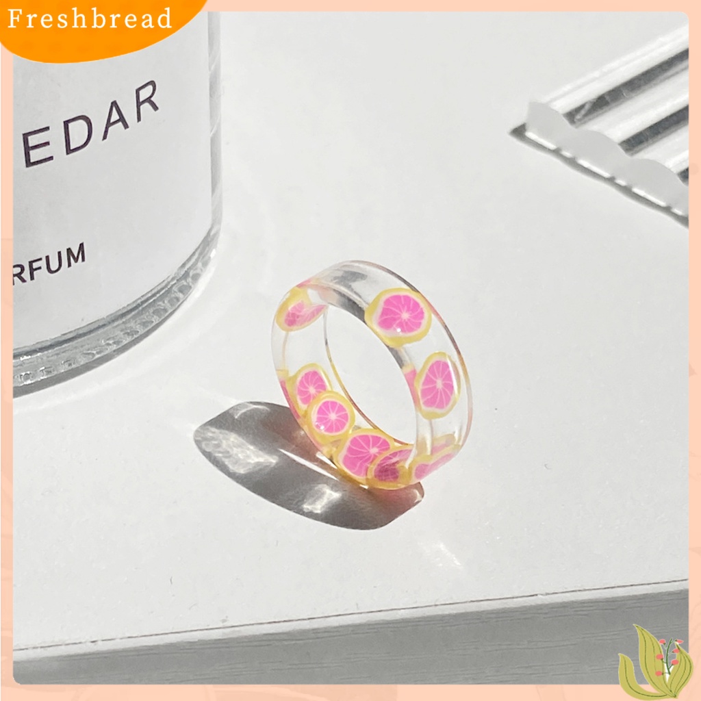 &lt; Freshbread &gt; 7Pcs Cincin Warna-Warni Menarik Nyaman Dipakai Resin Lemon Resin Finger Rings Untuk Hadiah