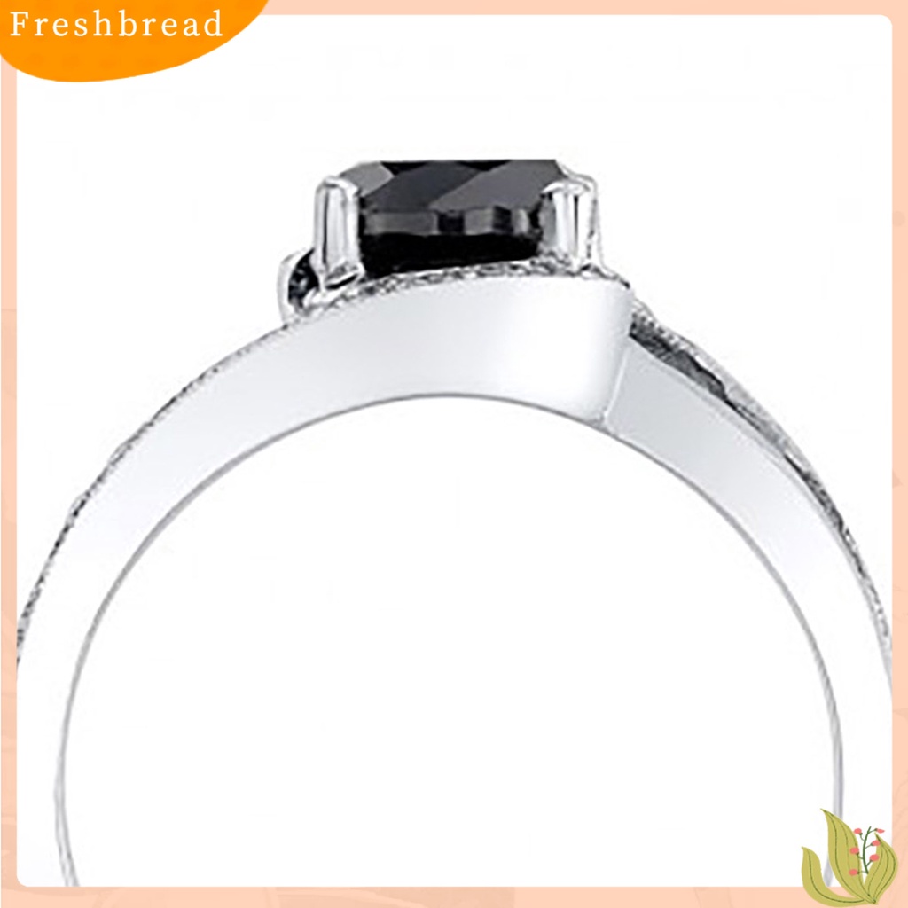 &lt; Freshbread &gt; Cincin Jari Geometris Hitam Cubic Zirconia Perhiasan Fashion Penampilan Indah Finger Ring Untuk Pernikahan