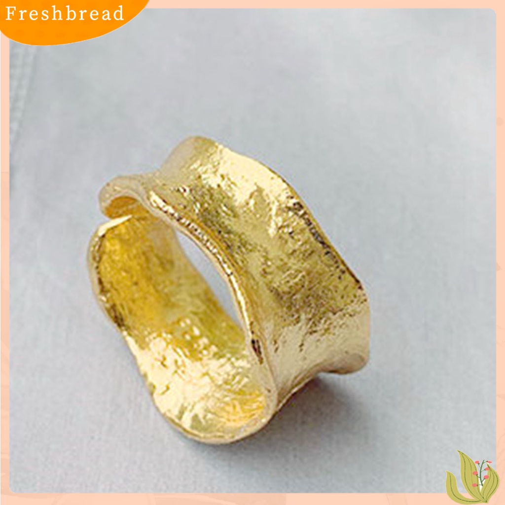 &lt; Freshbread &gt; Openging Adjustable Women Ring Alloy Permukaan Kasar Lebar Klasik Cincin Perhiasan Accessaries