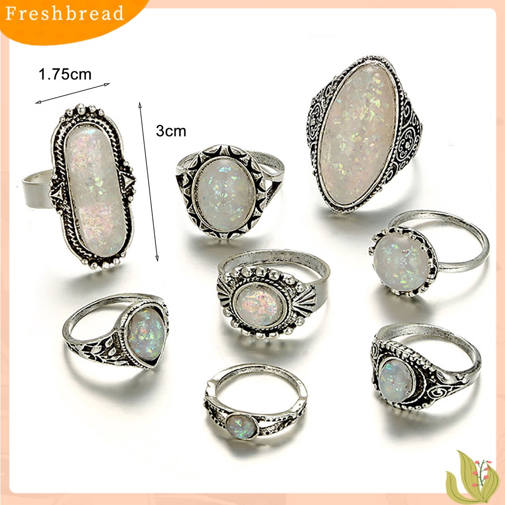 &lt; Freshbread &gt; 8Pcs/Set Cincin Jari Electroplating Desain Timbul Gaya Vintage Cincin Buku Jari Antik Peal Palsu Untuk Pacaran