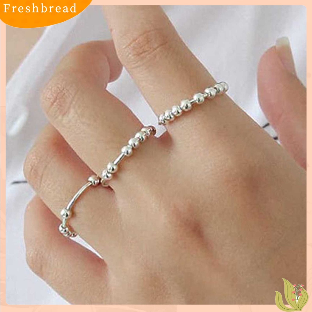 &lt; Freshbread &gt; Meredakan Tekanan Manik Unisex Cincin Bola Tembaga Dapat Ditumpuk Jari Cincin Aksesori Perhiasan