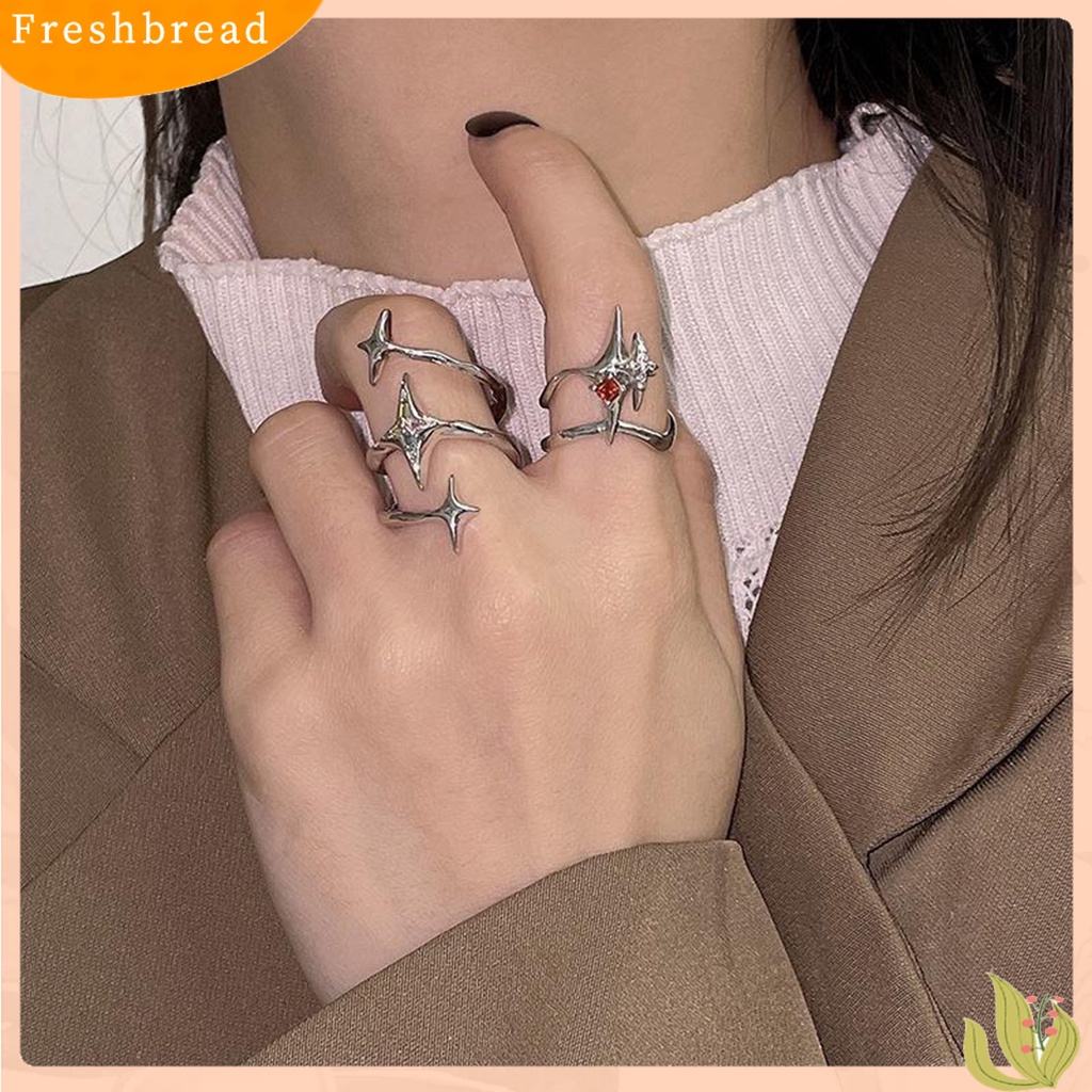 &lt; Freshbread &gt; Cincin Wanita Temperamen Multi Layer Yang Dapat Disesuaikan Kreatif Salib Spiral Bintang Terbuka Cincin Aksesoris Perhiasan