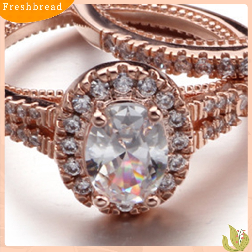 &lt; Freshbread &gt; 2Pcs/Set Fashion Cincin Geometris Berlian Imitasi Bertatahkan Elektroplating Hypoallergenic Bersinar Dekorasi Perhiasan Aksesori Lady Bridal Pernikahan Cincin Aksesori Pernikahan