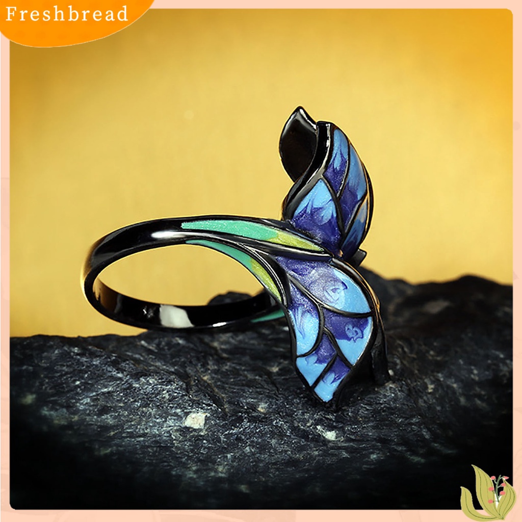 &lt; Freshbread &gt; Dekoratif Good-Looking Female Cincin Hadiah Elegan Warna Campur Kupu-Kupu Cincin Perhiasan Alat Ekstra