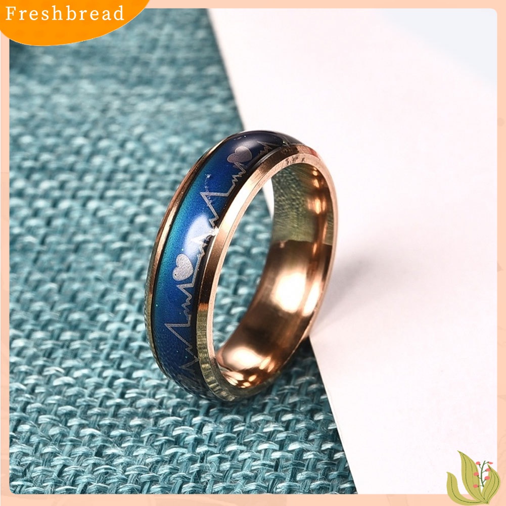 &lt; Freshbread &gt; Fashion Pria Wanita Mood Changing Color Heart Beat Cincin Pesta Perhiasan Couple Band