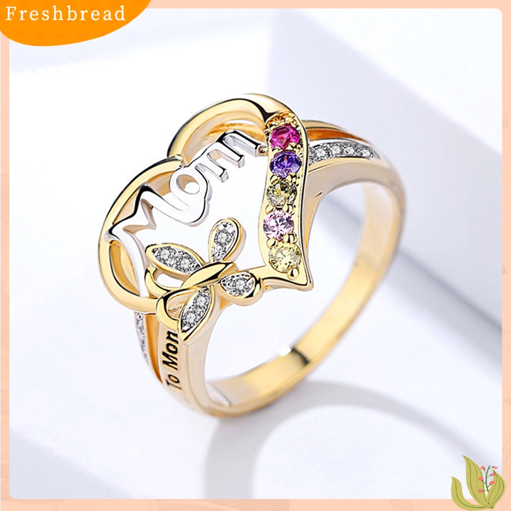 &lt; Freshbread &gt; Cincin Jari Berlian Imitasi Bentuk Hati Perhiasan Good-looking Women Ring Untuk Ibu