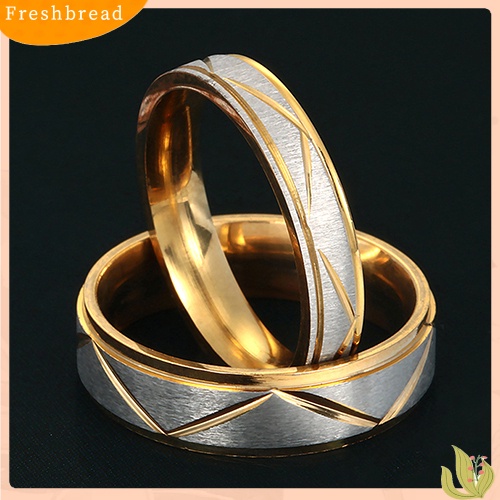 &lt; Freshbread &gt; Wanita Pria Cincin Pasangan Stainless Steel Pernikahan Band Janji Pertunangan Perhiasan