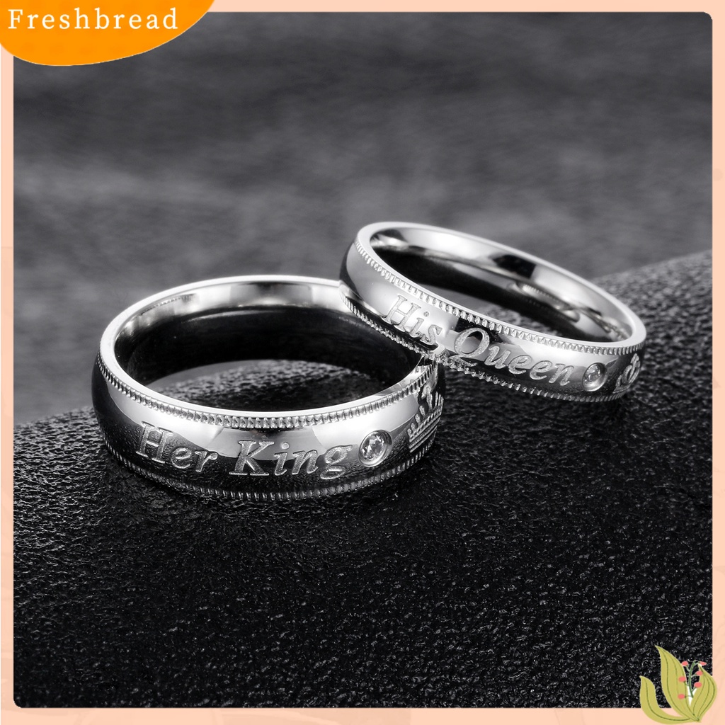 &lt; Freshbread &gt; Cincin Couple Huruf Ukiran Perhiasan Temperamen Kilau Terang Cincin Jari Untuk Hari Kasih Sayang