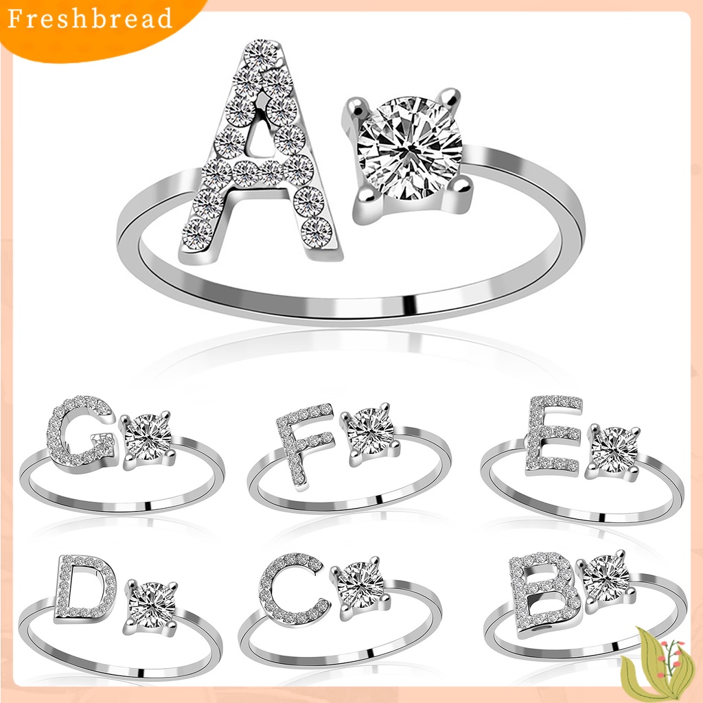 &lt; Freshbread &gt; Cincin Bukaan Huruf A-Z Golden Adjustable Finger Ring Untuk Pakaian Sehari-Hari