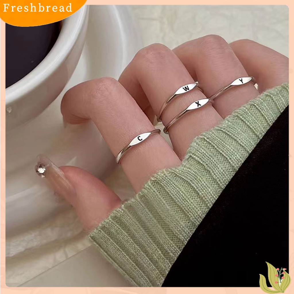 &lt; Freshbread &gt; Fashion Cincin Huruf Inggris Ukiran Pengerjaan Halus Elektroplating Hypoallergenic Permukaan Halus Menghias Elegan Fashion Minimalis Midi Cincin Bulat Wanita Perhiasan