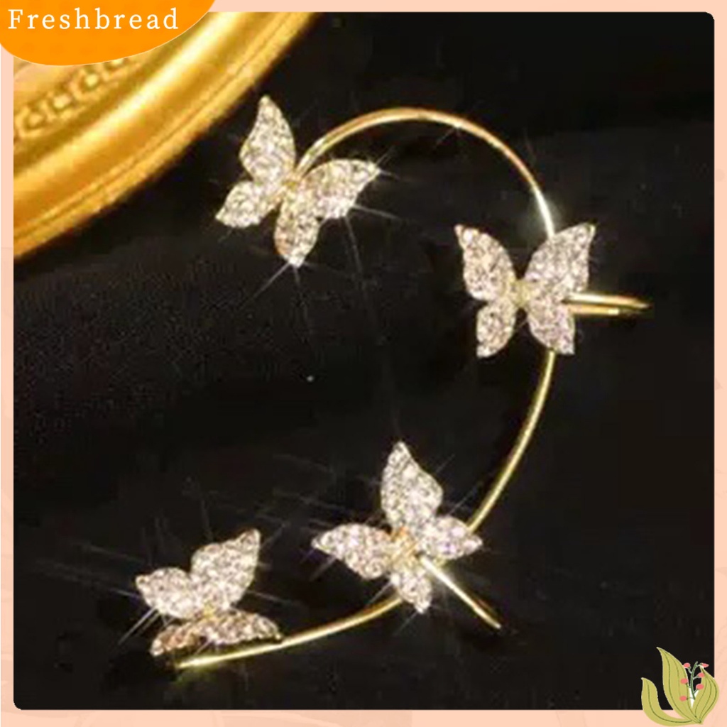 &lt; Freshbread &gt; 1Pc Klip Anting Butterfly Berlian Imitasi Perhiasan Temperamen Manset Telinga Halus Untuk Pernikahan