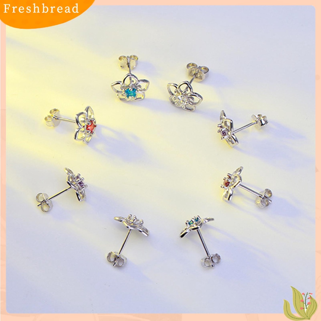 &lt; Freshbread &gt; 1pasang Anting Tusuk Bentuk Bunga Rhinestones Perhiasan Fashion Penampilan Giwang Telinga Gaya Korea Untuk Pakaian Sehari-Hari