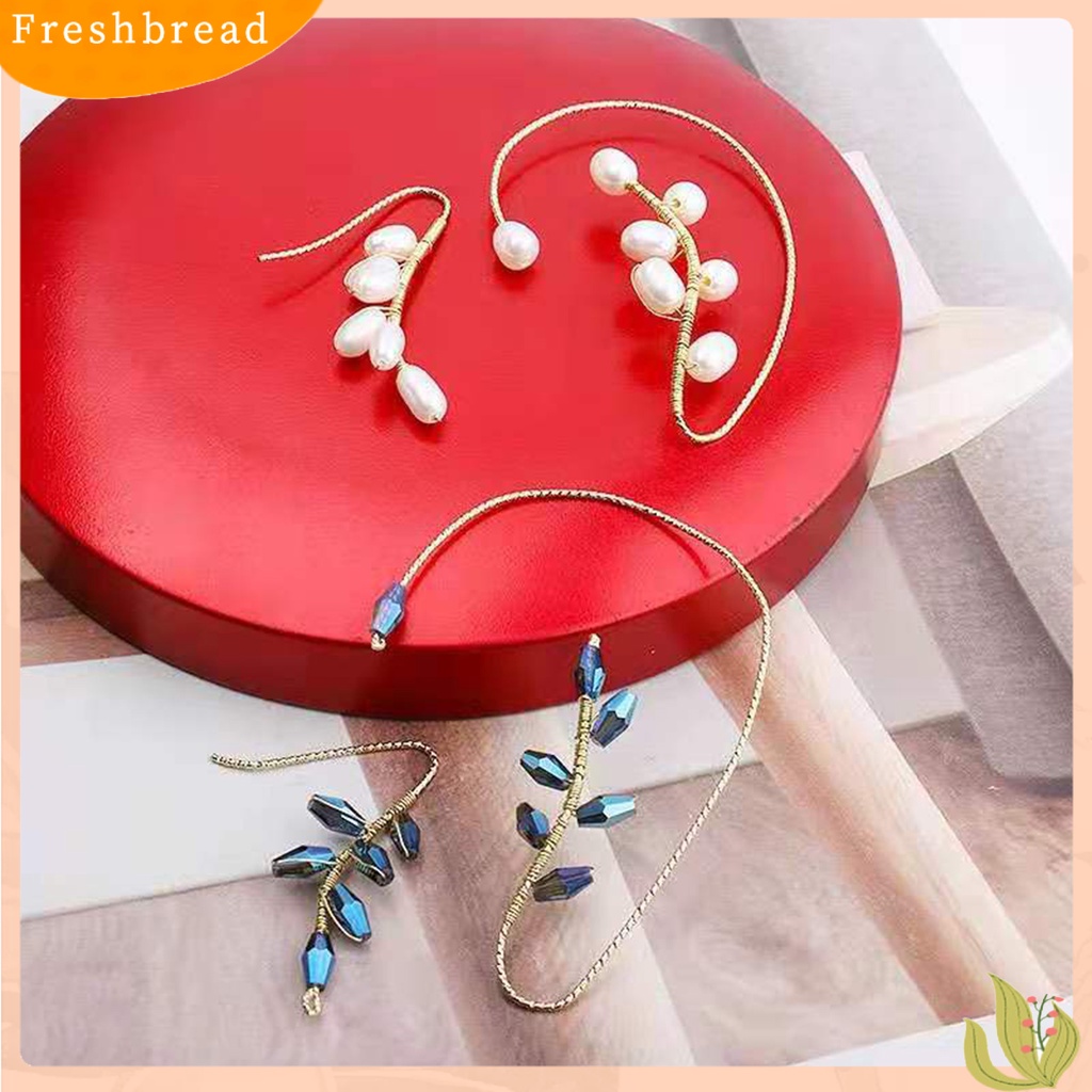 &lt; Freshbread &gt; 1Pc Klip Anting Berlian Imitasi Melengkung Bentuk Bunga Wanita Mutiara Imitasi Semua Pertandingan Telinga Manset Perhiasan Aksesoris