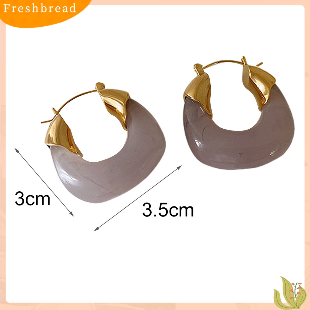 &lt; Freshbread &gt; 1pasang Anting Resin All-match Hias Glossy Retro Stud Hook Hoop Earrings Untuk Pernikahan